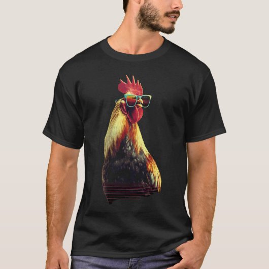 サングラスのニワトリ 鶏 Tシャツ (正面)