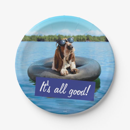 サングラスのバセットハウンド ペーパープレート (正面)