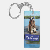 サングラスのバセット·ハウンド キーホルダー (正面左)