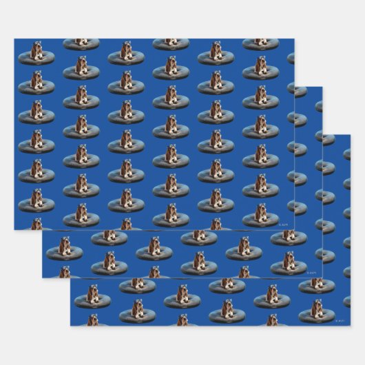 サングラスのバセット·ハウンド ラッピングペーパーシート (セット)