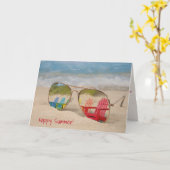 サングラスのビーチチェアの反射 カード (黄色い花)