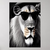 サングラスのライオン | AIアートポスター ポスター (正面)