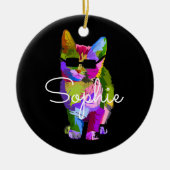 サングラスの一流のギフトとのクールな猫のポップアート セラミックオーナメント (正面)