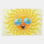 サングラスの台所タオルが付いている夏の日曜日の漫画 キッチンタオル (横)