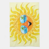 サングラスの台所タオルが付いている夏の日曜日の漫画 キッチンタオル (縦)