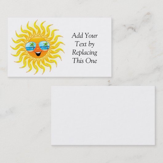 サングラスの名刺が付いている夏の日曜日の漫画 名刺 (正面/裏面)