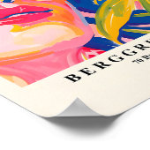 サングラスの女性、夏のトロピカルポスター、ピンク ポスター (角)