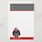 サングラスの文房具を持つ千鳥格子のなフクロウ 便箋 (正面/裏面)