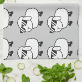 サングラスの漫画の白いヒツジ キッチンタオル (折り畳み)