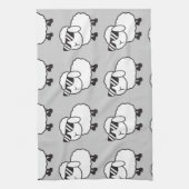 サングラスの漫画の白いヒツジ キッチンタオル (縦)