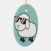サングラスの漫画の白いヒツジ セラミックオーナメント (右)