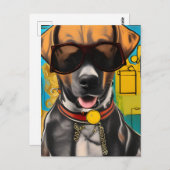 サングラスの犬 ポストカード (正面/裏面)