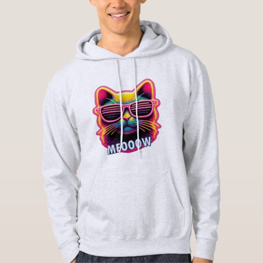 サングラスの猫の鳴き声Tシャツ パーカ (正面)