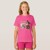 サングラスの猿が大きなケーキを持って ハッピーバースデー Tシャツ (正面フル)