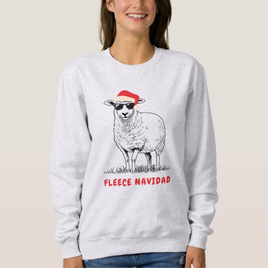 サングラスの羊のFleece Navidad スウェットシャツ (正面)