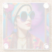 サングラスの美しいお姫様 ガラスコースター (裏面)