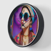 サングラスの美しいお姫様 壁時計 (傾斜)