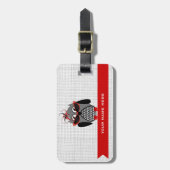 サングラスの荷物のラベルを持つ千鳥格子のなフクロウ ラゲッジタグ (正面縦)
