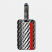 サングラスの荷物のラベルを持つ千鳥格子のなフクロウ ラゲッジタグ (裏面縦)