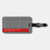 サングラスの荷物のラベルを持つ千鳥格子のなフクロウ ラゲッジタグ (裏面横)