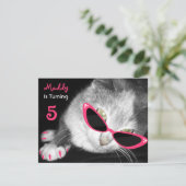 サングラスの誕生会の招待の猫 招待状 (スタンド正面)