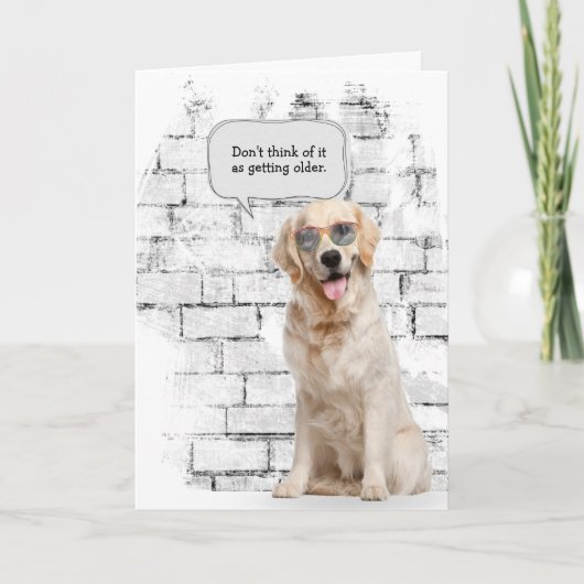 サングラスの誕生日とゴールデンレトリバー カード (正面)
