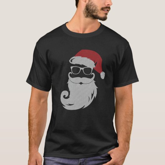 サングラスの醜いクリスマスを持つヒップスターサンタクロース Tシャツ (正面)