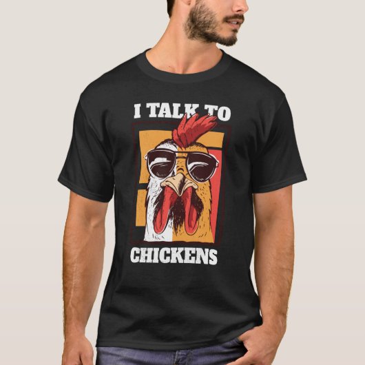 サングラスの雄鶏 と話すニワトリ Tシャツ (正面)