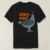 サングラスをおもしろい着たCooハトの鳥の滞在 Tシャツ (デザイン正面)