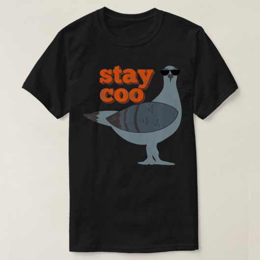 サングラスをおもしろい着たCooハトの鳥の滞在 Tシャツ (デザイン正面)