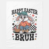 サングラスをかけたおしゃれなうさぎ Funny Easter Bunny Bruh フリースブランケット (正面)