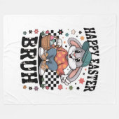 サングラスをかけたおしゃれなうさぎ Funny Easter Bunny Bruh フリースブランケット (正面(横))