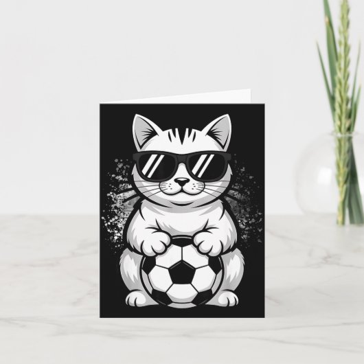 サングラスをかけたおもしろ猫のサッカー カード (正面)