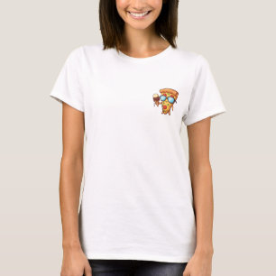 サングラスをかけたかっこいいキャラクターのピザスライス Tシャツ