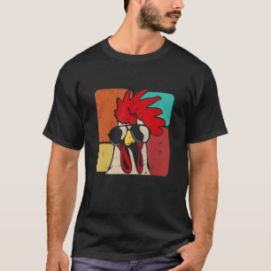 サングラスをかけたかっこいいニワトリ レトロ ヴィンテージ おしゃれ Tシャツ
