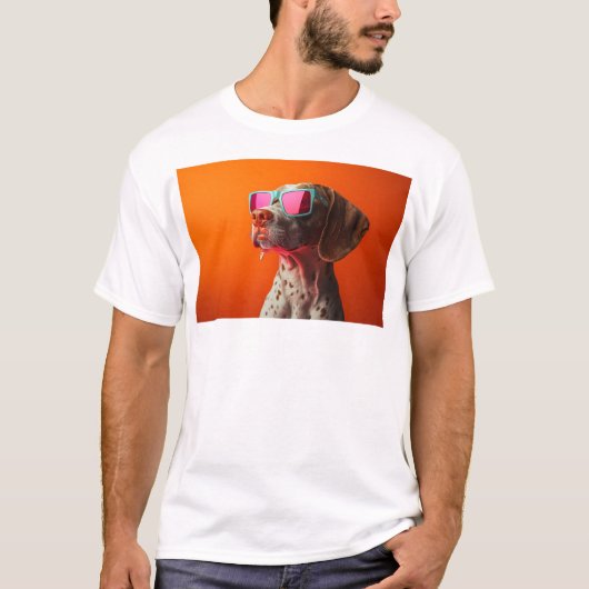サングラスをかけたかっこいいブラッコ・イタリアーノ Tシャツ (正面)