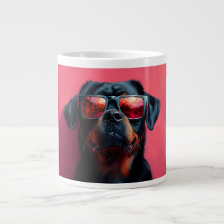 サングラスをかけたかっこいいロットワイラー ジャンボコーヒーマグカップ