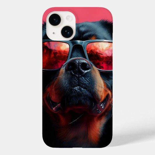 サングラスをかけたかっこいいロットワイラー Case-Mate iPhoneケース (裏面)