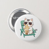 サングラスをかけたかわいいちび猫のフラペチーノ 缶バッジ (正面&裏面)