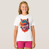 サングラスをかけたかわいいオオカミ Tシャツ (正面フル)
