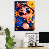 サングラスをかけたかわいいキャラクターの猫 ポスター (ホームオフィス)