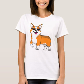 サングラスをかけたかわいいコーギー犬 Tシャツ