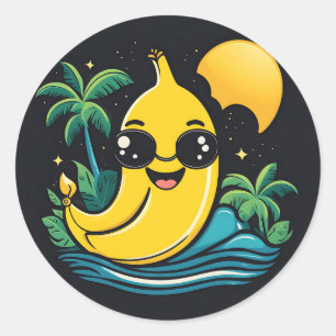 サングラスをかけたかわいいバナナ ラウンドシール