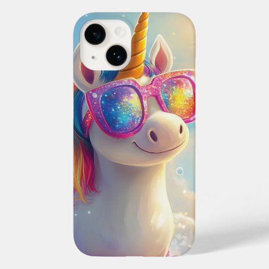 サングラスをかけたかわいいユニコーン: 魔法と楽しさ Case-Mate iPhoneケース (裏面)