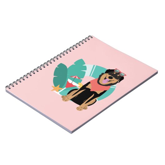 サングラスをかけたかわいい夏犬 ノートブック (左側)