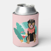 サングラスをかけたかわいい夏犬 缶クーラー (缶正面)