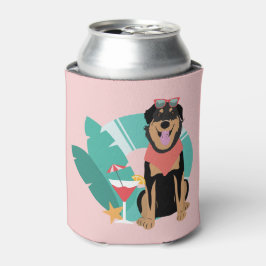 サングラスをかけたかわいい夏犬 缶クーラー