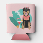 サングラスをかけたかわいい夏犬 缶クーラー (裏面)