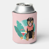 サングラスをかけたかわいい夏犬 缶クーラー (缶裏面)