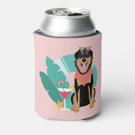 サングラスをかけたかわいい夏犬 缶クーラー (缶裏面)